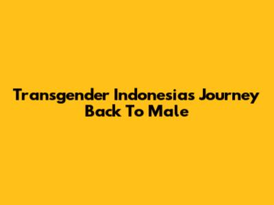 Transgender Indonesia's Journey Back To Male
