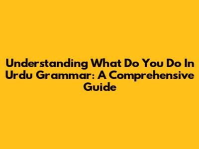 Understanding 'What Do You Do' In Urdu Grammar: A Comprehensive Guide
