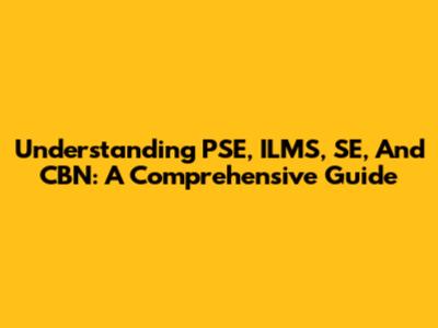 Understanding PSE, ILMS, SE, And CBN: A Comprehensive Guide