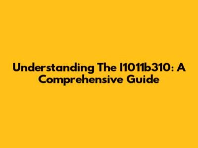 Understanding The I1011b310: A Comprehensive Guide