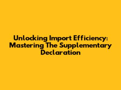 Unlocking Import Efficiency: Mastering The Supplementary Declaration