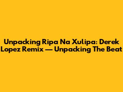 Unpacking Ripa Na Xulipa: Derek Lopez Remix — Unpacking The Beat