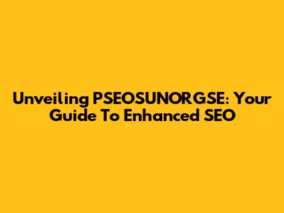 Unveiling PSEOSUNORGSE: Your Guide To Enhanced SEO