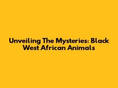 Unveiling The Mysteries: Black West African Animals
