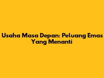 Usaha Masa Depan: Peluang Emas Yang Menanti
