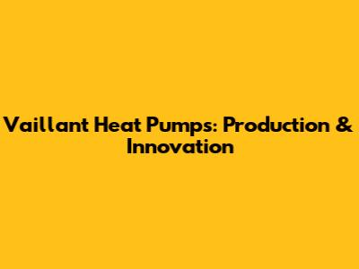 Vaillant Heat Pumps: Production & Innovation