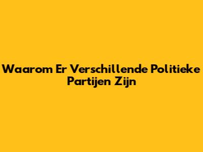 Waarom Er Verschillende Politieke Partijen Zijn
