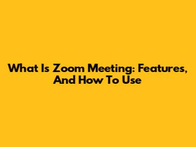 What Is Zoom Meeting: Features, And How To Use