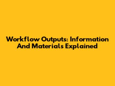 Workflow Outputs: Information And Materials Explained