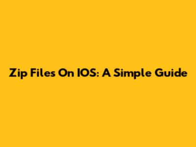 Zip Files On IOS: A Simple Guide